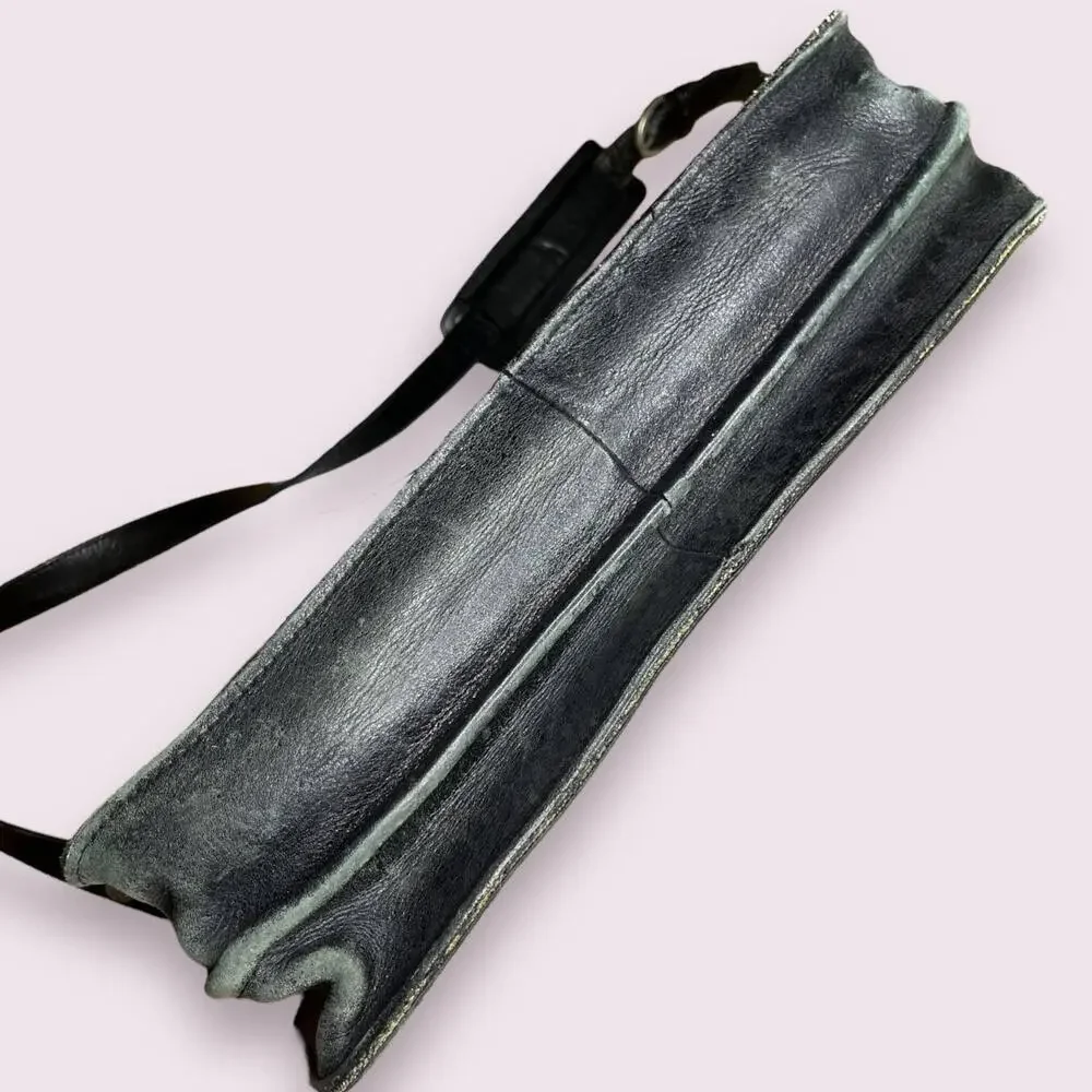 Vintage Hidesign Black Leather Messenger Bag
